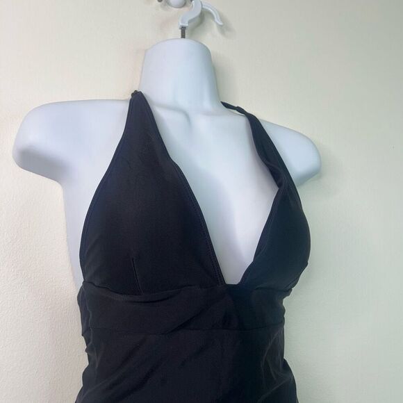 Summersalt Black One Piece Swimsuit Size 6 Halter Neck Plunge Sustainable - Picture 2 of 6
